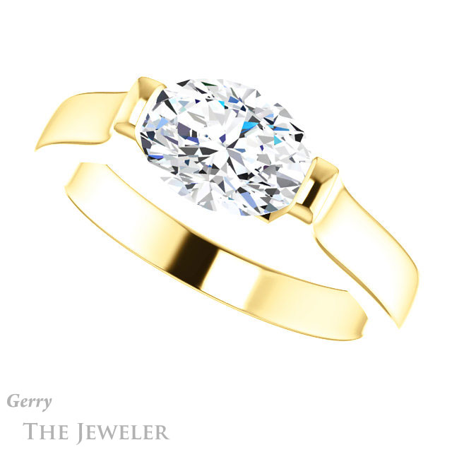 Oval Shaped Forever One Moissanite Engagement Ring #GTJ1294-oval-fo-y | Gerry The Jeweler Oval Shaped Forever One Moissanite Engagement Ring #GTJ1294-oval-fo-y