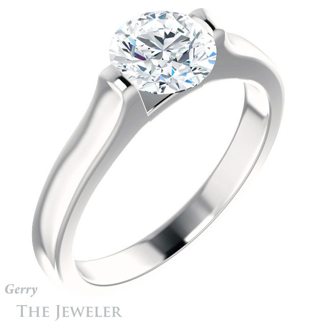 Round Cut Forever One Moissanite Engagement Ring #GTJ1294-round-fo-w | Gerry The Jeweler Round Cut Forever One Moissanite Engagement Ring #GTJ1294-round-fo-w