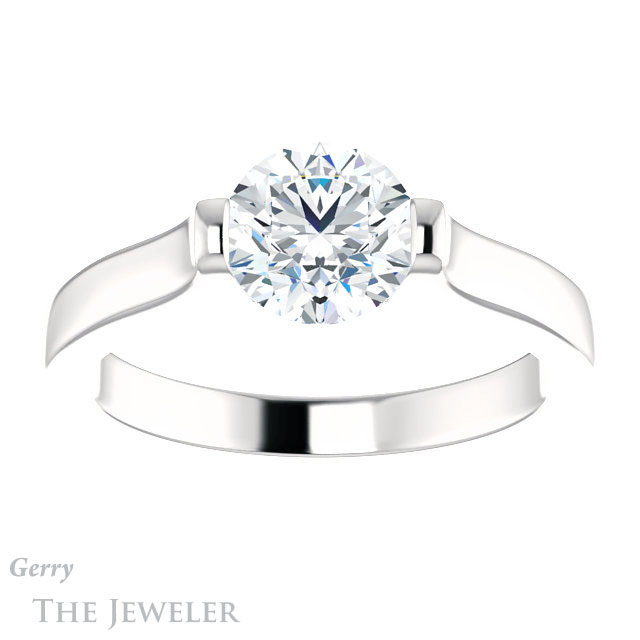 Round Cut Forever One Moissanite Engagement Ring #GTJ1294-round-fo-w | Gerry The Jeweler Round Cut Forever One Moissanite Engagement Ring #GTJ1294-round-fo-w