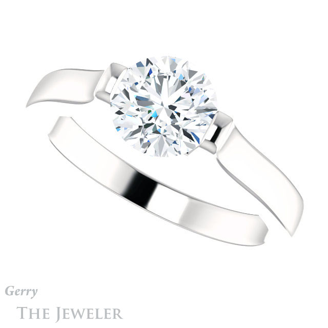 Round Cut Forever One Moissanite Engagement Ring #GTJ1294-round-fo-w | Gerry The Jeweler Round Cut Forever One Moissanite Engagement Ring #GTJ1294-round-fo-w