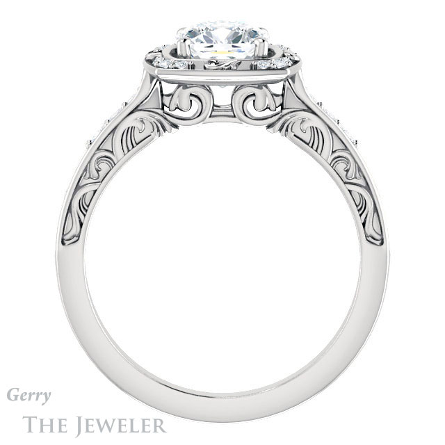 Cushion Cut Forever One Moissanite Engagement Ring #GTJ900-cushion-fo-w