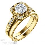Cushion Cut Forever One Moissanite Engagement Ring #GTJ900-cushion-fo-y