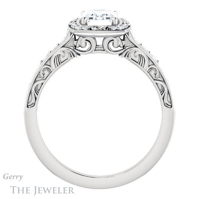 Emerald Cut Forever Brilliant Moissanite Engagement Ring #GTJ900-emerald-fb-w