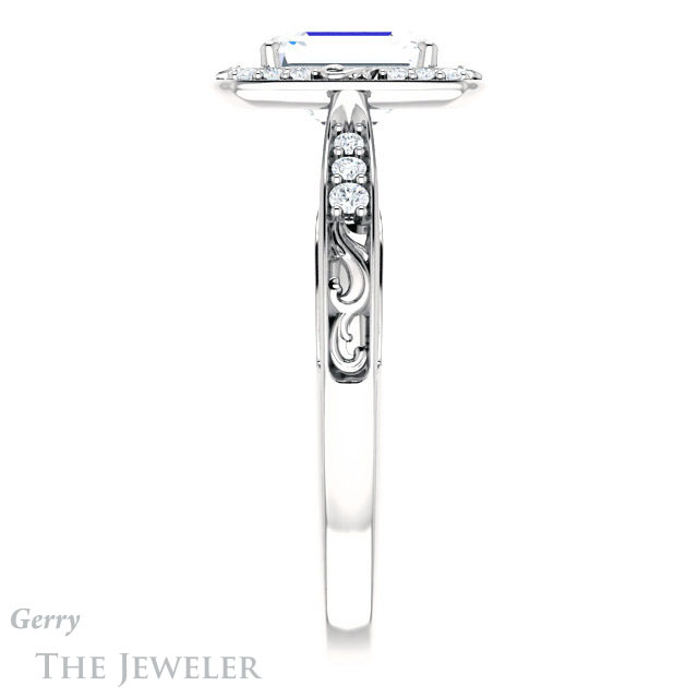 Emerald Cut Forever Brilliant Moissanite Engagement Ring #GTJ900-emerald-fb-w