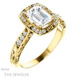 Emerald Cut Forever One Moissanite Engagement Ring #GTJ900-emerald-fb-y 4 Emerald Cut Forever Brilliant Moissanite Engagement Ring #GTJ900-emerald-fb-y