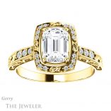 Emerald Cut Forever One Moissanite Engagement Ring #GTJ900-emerald-fb-y 1 Emerald Cut Forever Brilliant Moissanite Engagement Ring #GTJ900-emerald-fb-y