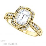 Emerald Cut Forever One Moissanite Engagement Ring #GTJ900-emerald-fb-y 5 Emerald Cut Forever Brilliant Moissanite Engagement Ring #GTJ900-emerald-fb-y
