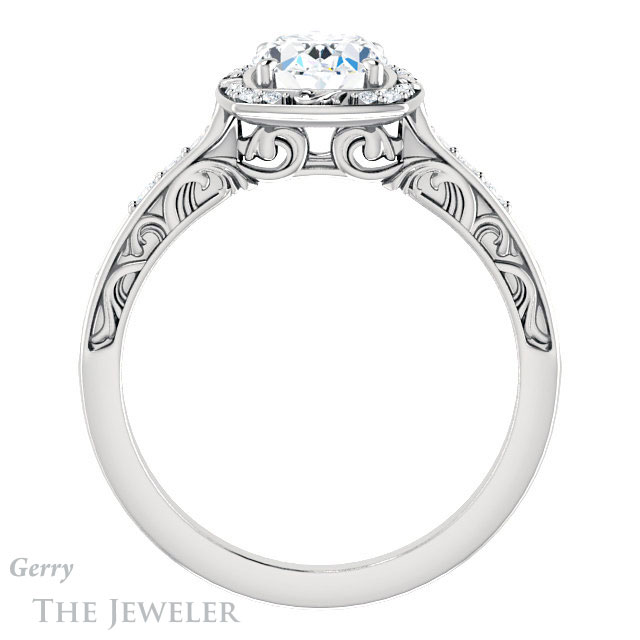 Oval Shaped Forever One Moissanite Engagement Ring #GTJ900-oval-fo-w