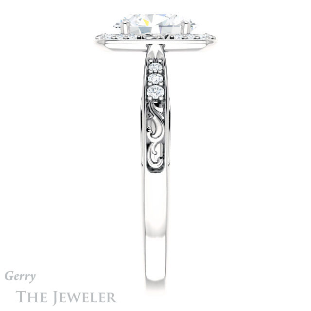 Oval Shaped Forever One Moissanite Engagement Ring #GTJ900-oval-fo-w