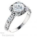 Round Cut Forever One Moissanite Engagement Ring #GTJ900-round-fo-w 4 Round Cut Forever One Moissanite Engagement Ring #GTJ900-round-fo-w