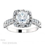 Round Cut Forever One Moissanite Engagement Ring #GTJ900-round-fo-w 1 Round Cut Forever One Moissanite Engagement Ring #GTJ900-round-fo-w