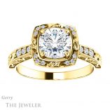 Round Cut Forever One Moissanite Engagement Ring #GTJ900-round-fo-y 1 Round Cut Forever One Moissanite Engagement Ring #GTJ900-round-fo-y