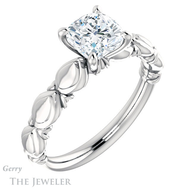 Cushion Cut Forever One Moissanite Engagement Ring #GTJ901-cushion-fo-w 4 Cushion Cut Forever One Moissanite Engagement Ring #GTJ901-cushion-fo-w