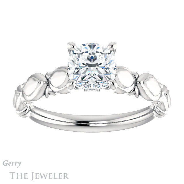 Cushion Cut Forever One Moissanite Engagement Ring #GTJ901-cushion-fo-w