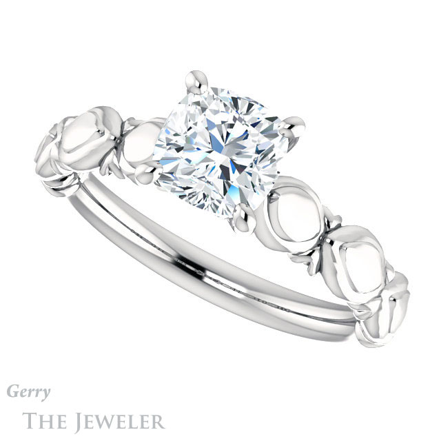 Cushion Cut Forever One Moissanite Engagement Ring #GTJ901-cushion-fo-w 5 Cushion Cut Forever One Moissanite Engagement Ring #GTJ901-cushion-fo-w
