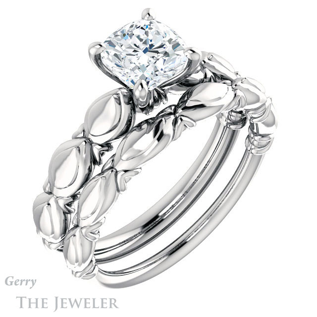 Cushion Cut Forever One Moissanite Engagement Ring #GTJ901-cushion-fo-w 6 Cushion Cut Forever One Moissanite Engagement Ring #GTJ901-cushion-fo-w