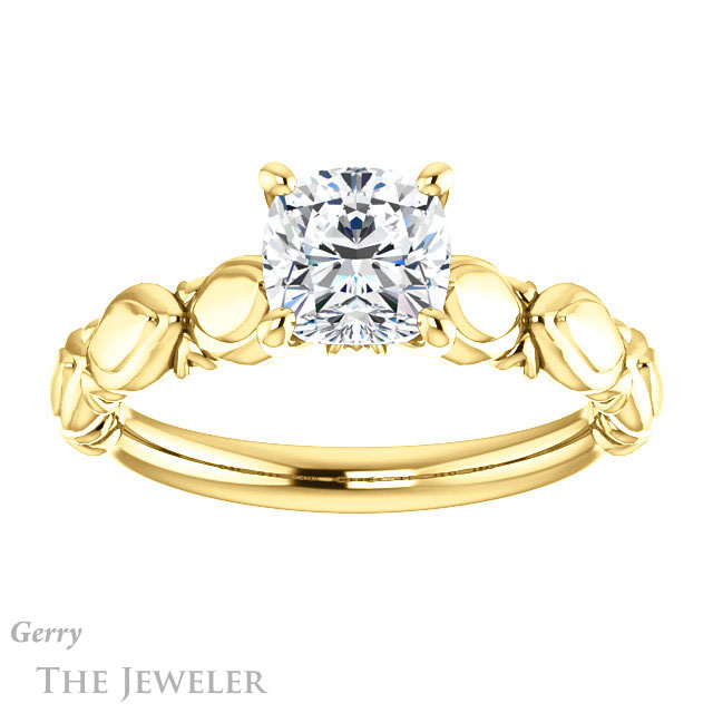 Cushion Cut Forever One Moissanite Engagement Ring #GTJ901-cushion-fo-y