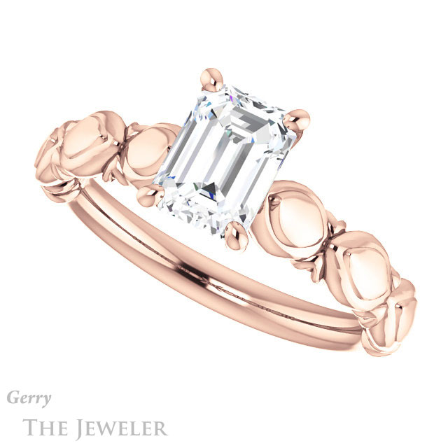 Emerald Cut Forever One Moissanite Engagement Ring #GTJ901-emerald-fb-r 5 Emerald Cut Forever Brilliant Moissanite Engagement Ring #GTJ901-emerald-fb-r