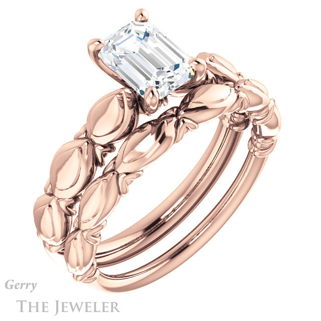 Emerald Cut Forever One Moissanite Engagement Ring #GTJ901-emerald-fb-r 6 Emerald Cut Forever Brilliant Moissanite Engagement Ring #GTJ901-emerald-fb-r