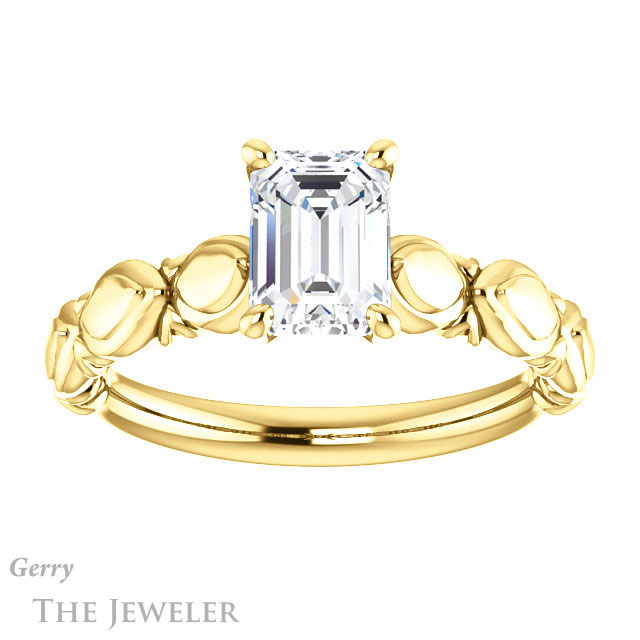 Emerald Cut Forever Brilliant Moissanite Engagement Ring #GTJ901-emerald-fb-y
