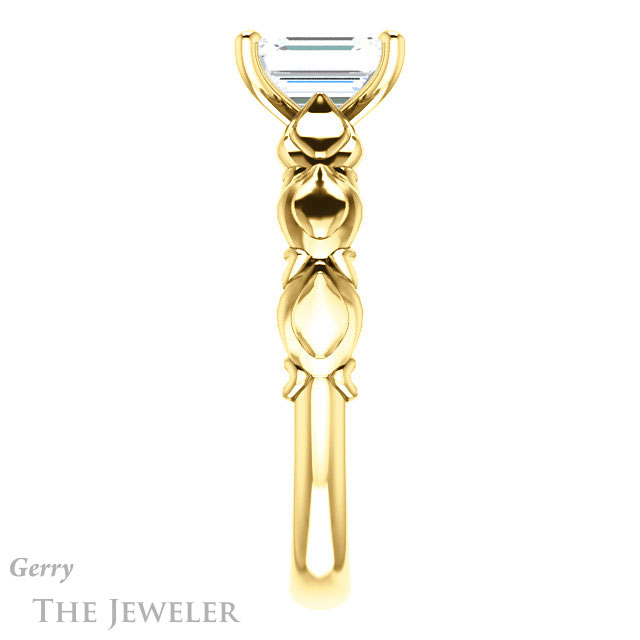 Emerald Cut Forever Brilliant Moissanite Engagement Ring #GTJ901-emerald-fb-y