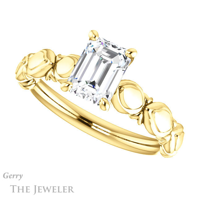 Emerald Cut Forever Brilliant Moissanite Engagement Ring #GTJ901-emerald-fb-y