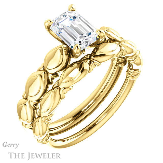 Emerald Cut Forever Brilliant Moissanite Engagement Ring #GTJ901-emerald-fb-y