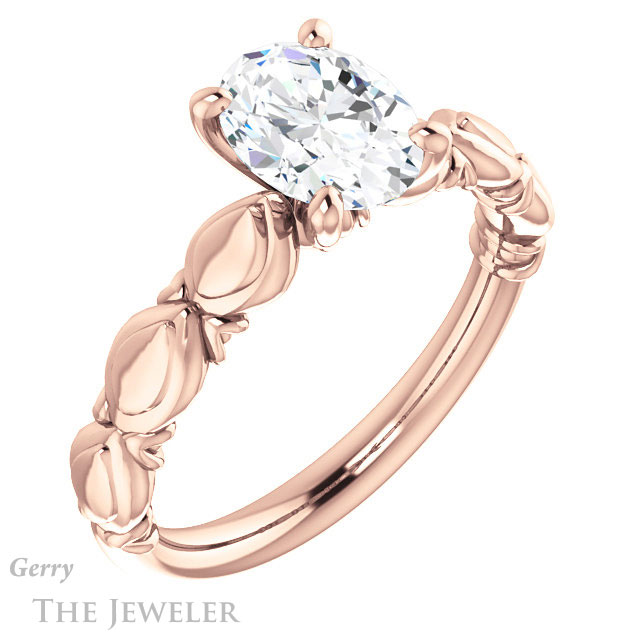 Oval Shaped Forever One Moissanite Engagement Ring #GTJ901-oval-fo-r