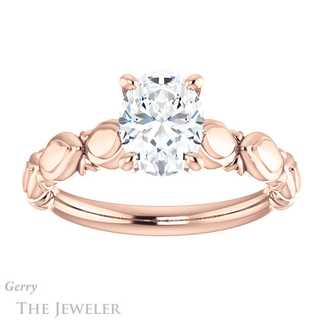 Oval Shaped Forever One Moissanite Engagement Ring #GTJ901-oval-fo-r