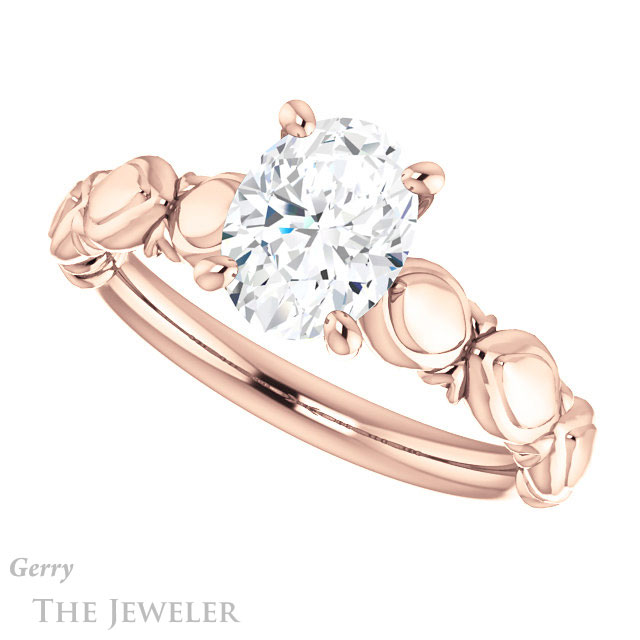 Oval Shaped Forever One Moissanite Engagement Ring #GTJ901-oval-fo-r