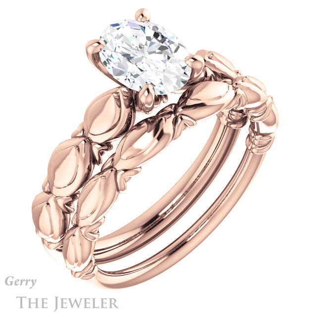 Oval Shaped Forever One Moissanite Engagement Ring #GTJ901-oval-fo-r