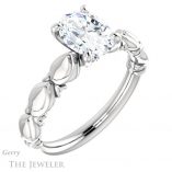 Oval Shaped Forever One Moissanite Engagement Ring #GTJ901-oval-fo-w 4 Oval Shaped Forever One Moissanite Engagement Ring #GTJ901-oval-fo-w