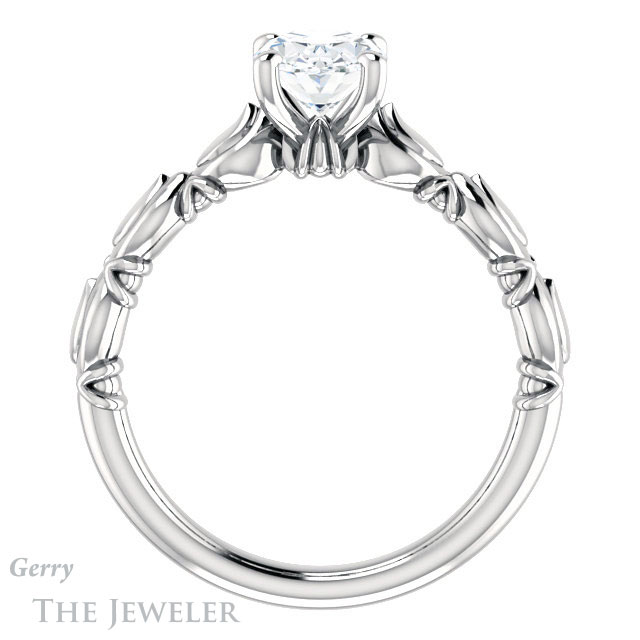 Oval Shaped Forever One Moissanite Engagement Ring #GTJ901-oval-fo-w