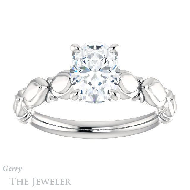 Oval Shaped Forever One Moissanite Engagement Ring #GTJ901-oval-fo-w