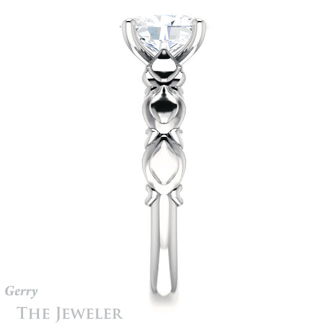 Oval Shaped Forever One Moissanite Engagement Ring #GTJ901-oval-fo-w 3 Oval Shaped Forever One Moissanite Engagement Ring #GTJ901-oval-fo-w