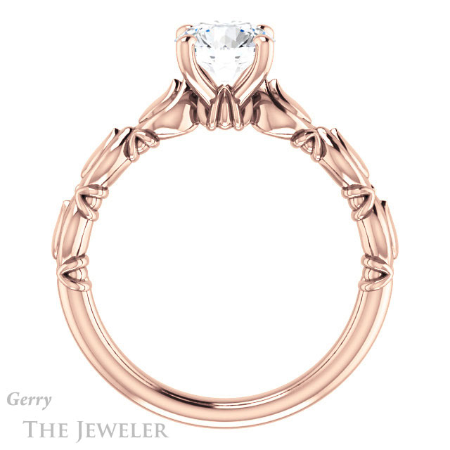 Round Cut Forever One Moissanite Engagement Ring #GTJ901-round-fo-r