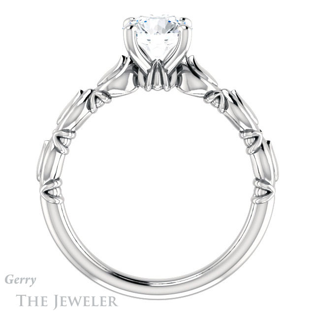 Round Cut Forever One Moissanite Engagement Ring #GTJ901-round-fo-w