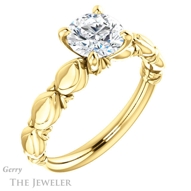 Round Cut Forever One Moissanite Engagement Ring #GTJ901-round-fo-y 4 Round Cut Forever One Moissanite Engagement Ring #GTJ901-round-fo-y