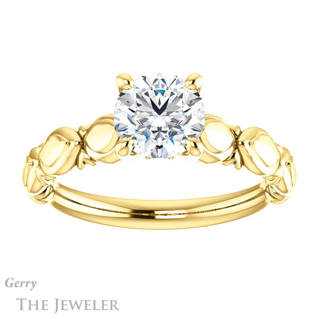 Round Cut Forever One Moissanite Engagement Ring #GTJ901-round-fo-y 1 Round Cut Forever One Moissanite Engagement Ring #GTJ901-round-fo-y