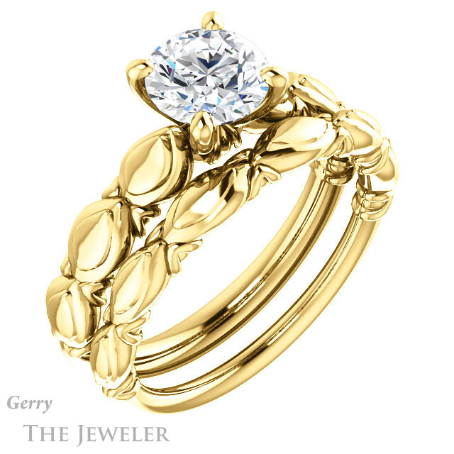 Round Cut Forever One Moissanite Engagement Ring #GTJ901-round-fo-y 6 Round Cut Forever One Moissanite Engagement Ring #GTJ901-round-fo-y