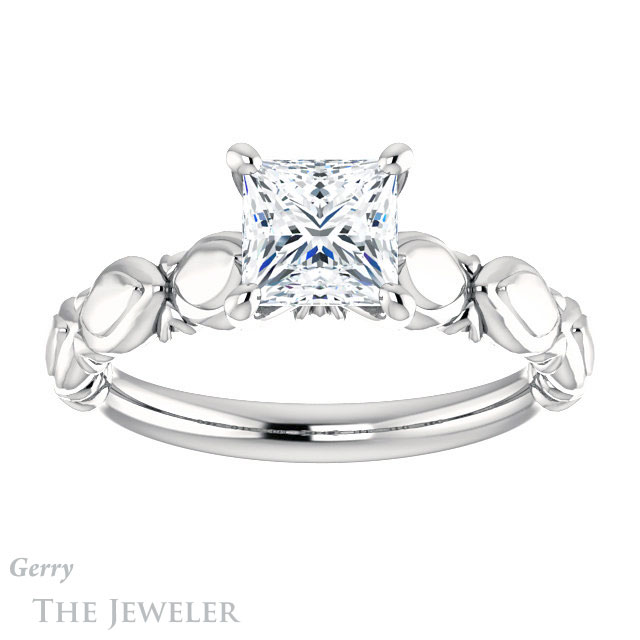 Princess Cut Forever One Moissanite Engagement Ring #GTJ901-square-fo-w