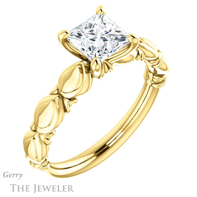 Princess Cut Forever One Moissanite Engagement Ring #GTJ901-square-fo-y 4 Princess Cut Forever One Moissanite Engagement Ring #GTJ901-square-fo-y