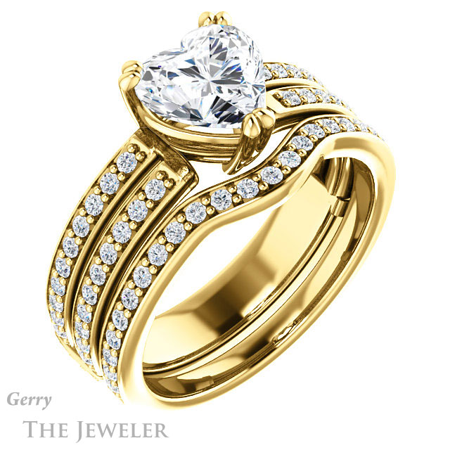 Heart Shaped Forever One Moissanite Engagement Ring #GTJ902-heart-fb-y | Gerry The Jeweler Heart Shaped Forever Brilliant Moissanite Engagement Ring #GTJ902-heart-fb-y