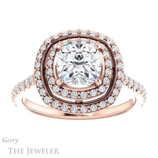 Cushion Cut Forever One Moissanite Engagement Ring #GTJ903-cushion-fo-r