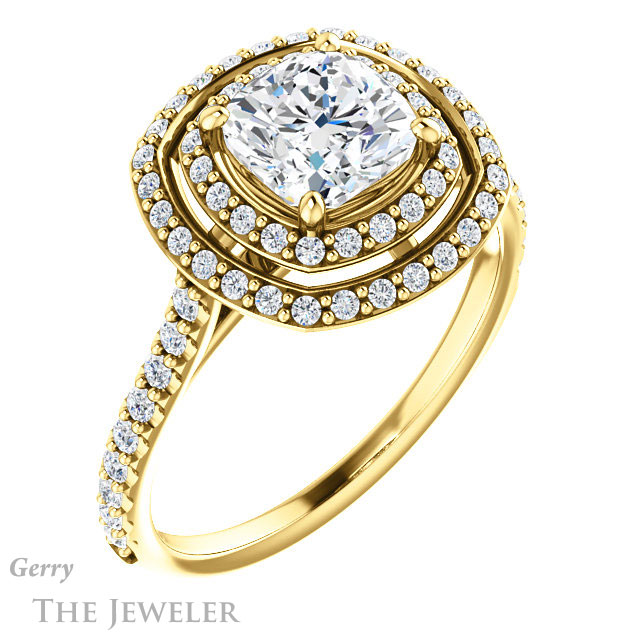 Cushion Cut Forever One Moissanite Engagement Ring #GTJ903-cushion-fo-y 4 Cushion Cut Forever One Moissanite Engagement Ring #GTJ903-cushion-fo-y