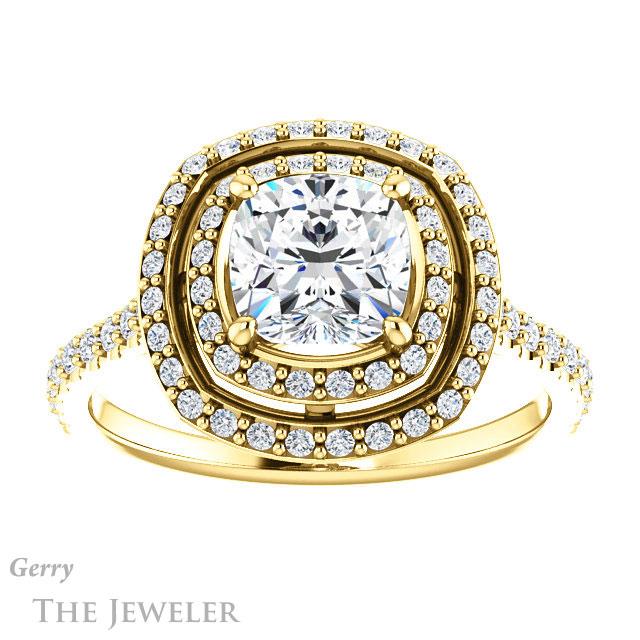 Cushion Cut Forever One Moissanite Engagement Ring #GTJ903-cushion-fo-y 1 Cushion Cut Forever One Moissanite Engagement Ring #GTJ903-cushion-fo-y