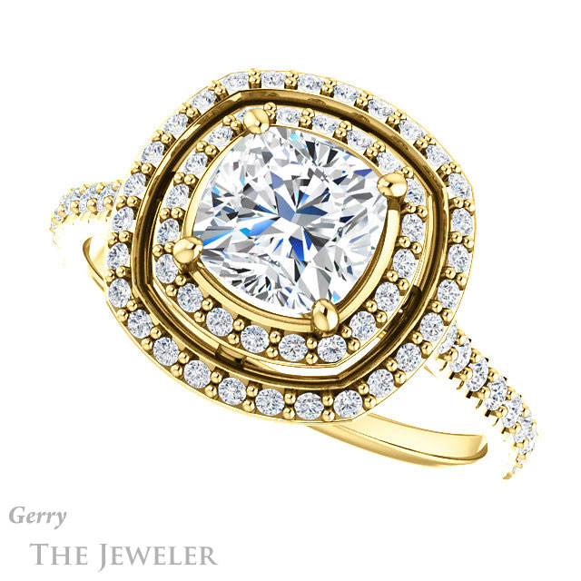 Cushion Cut Forever One Moissanite Engagement Ring #GTJ903-cushion-fo-y 5 Cushion Cut Forever One Moissanite Engagement Ring #GTJ903-cushion-fo-y