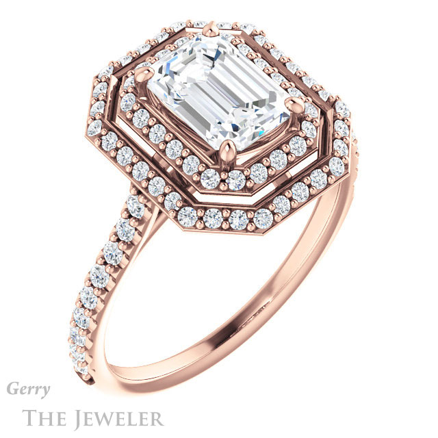 Emerald Cut Forever One Moissanite Engagement Ring #GTJ903-emerald-fb-r 4 Emerald Cut Forever Brilliant Moissanite Engagement Ring #GTJ903-emerald-fb-r