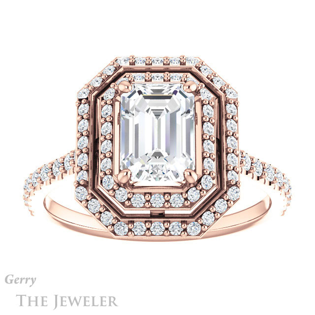 Emerald Cut Forever Brilliant Moissanite Engagement Ring #GTJ903-emerald-fb-r