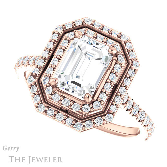Emerald Cut Forever One Moissanite Engagement Ring #GTJ903-emerald-fb-r 5 Emerald Cut Forever Brilliant Moissanite Engagement Ring #GTJ903-emerald-fb-r